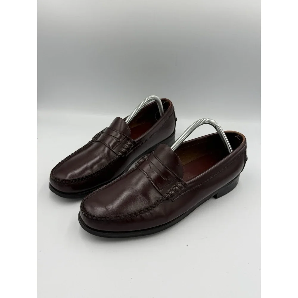 Vintage Dexter Burgundy Penny Loafers Men's Size 9E Made in USA Leather Slip On